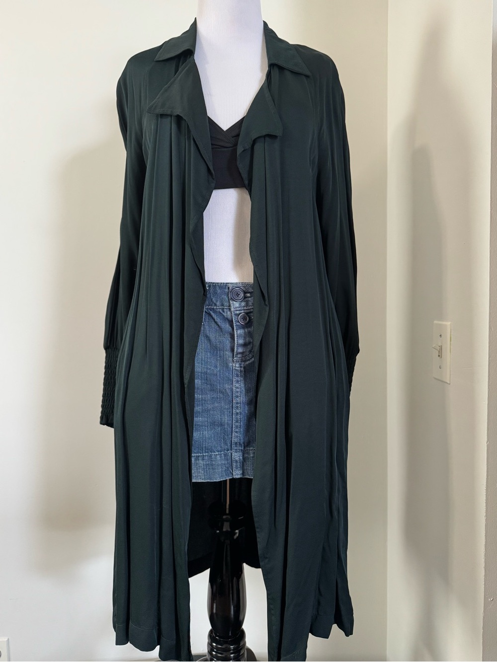 Zara NWT XS forest green duster